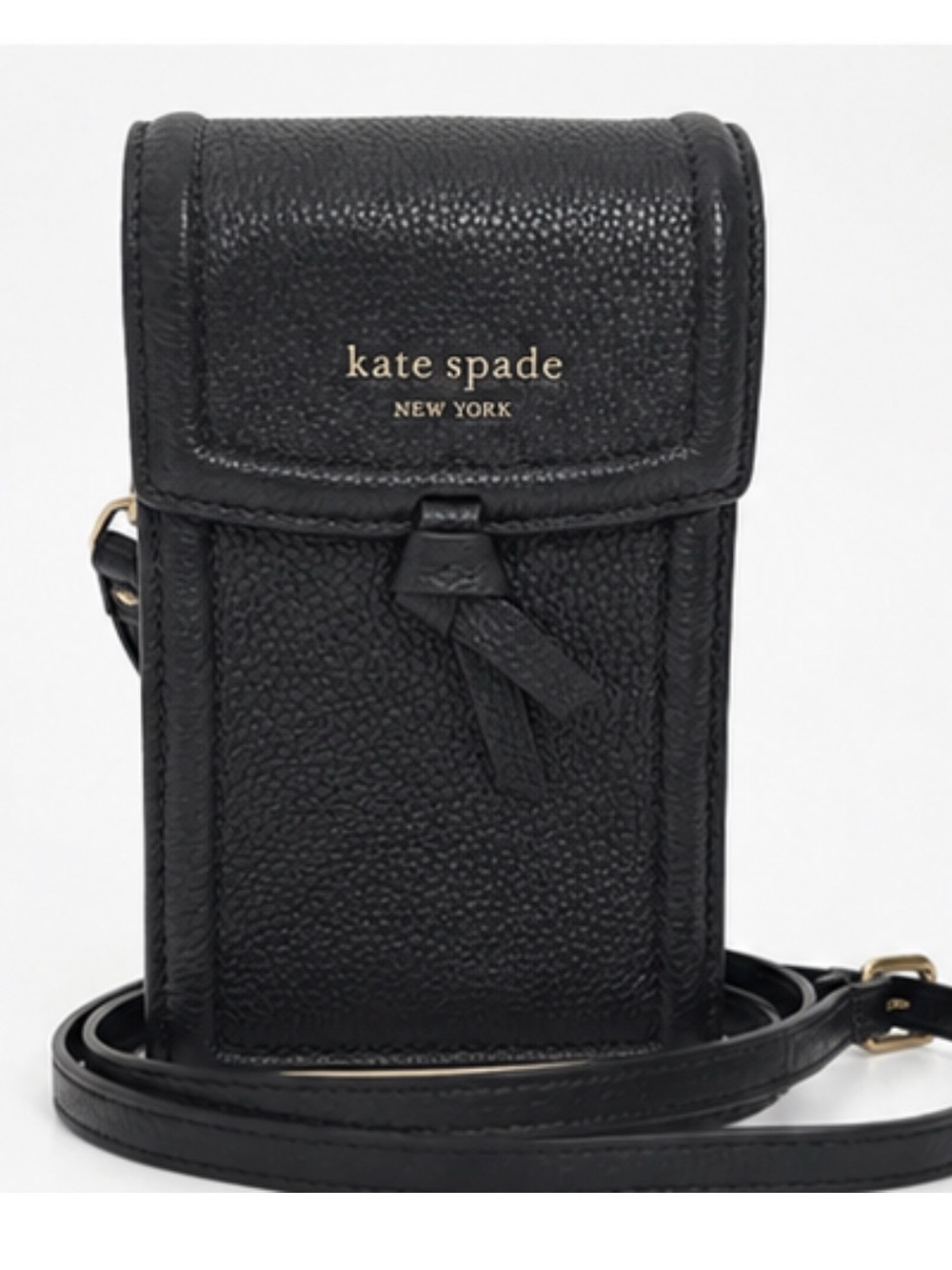 Kate Spade Black Pebbled Leather Phone Crossbody